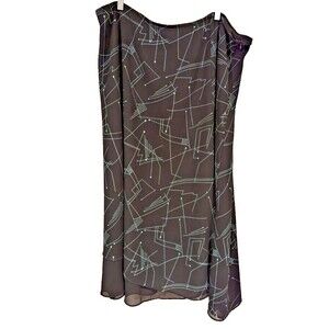 Giorgio Fiorlini skirt Sz 22 Black chiffon Blue Circuit‎ Print Career Teacher